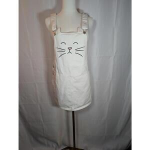 Forever 21 Adorable Cat Face Denim Overall Dress Women's Medium 100% Cotton